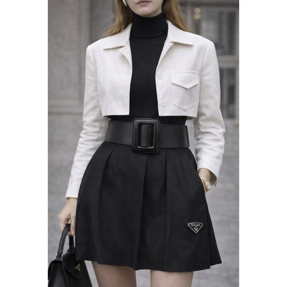 ZAPA Paris Wide Black Leather Waist Belt 100% Calfskin Size T1 Made in France main image 5
